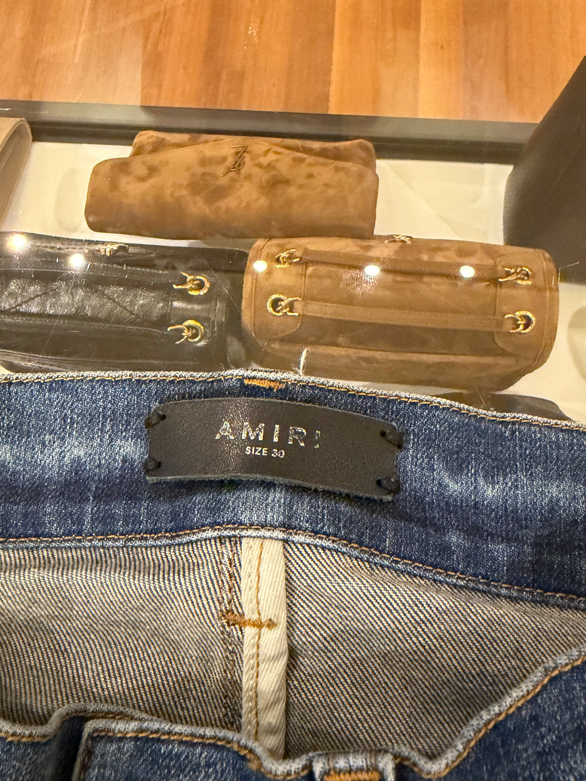 Amiri MX1 Red Paisley Patch
Denim Jeans - Blue