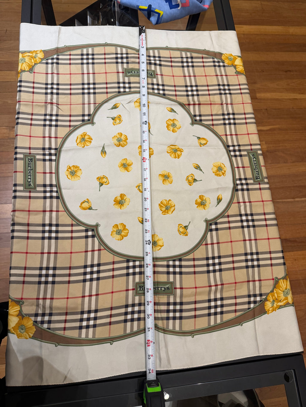Burberry Nova Plaid Flower Motif Silk