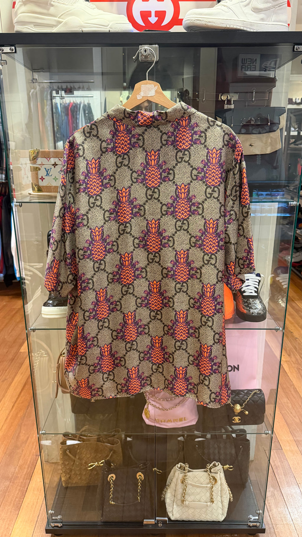 Gucci Pineapple GG Monogram Silk Bowling Shirt - Beige/Pink