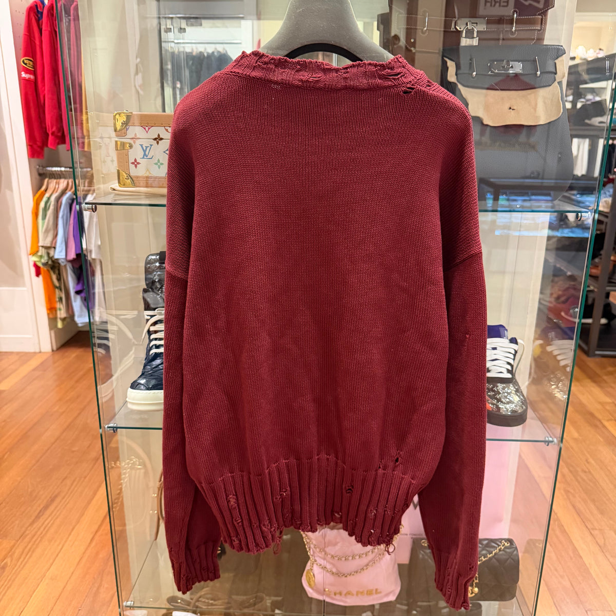 Marni Engineered Destruction/Distressed Sweater - Burgundy