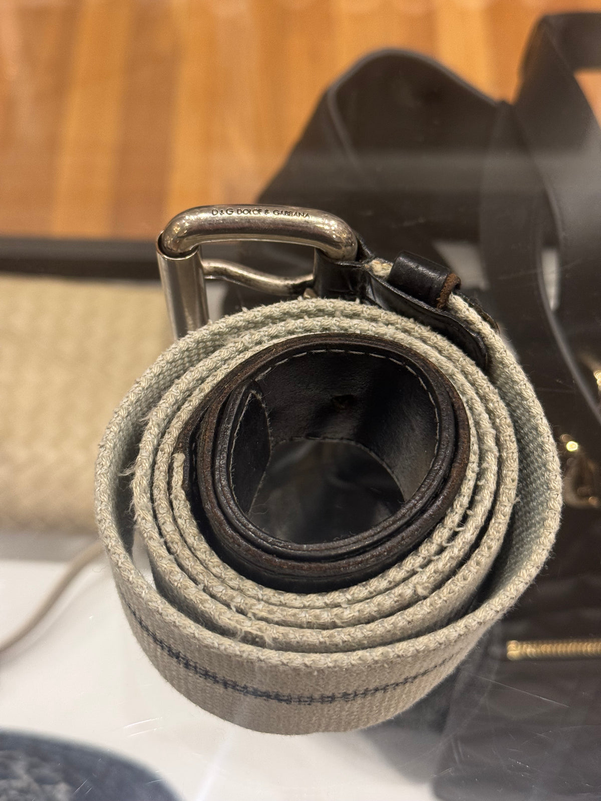 Dolce & Gabbana Woven Croc Leather Belt