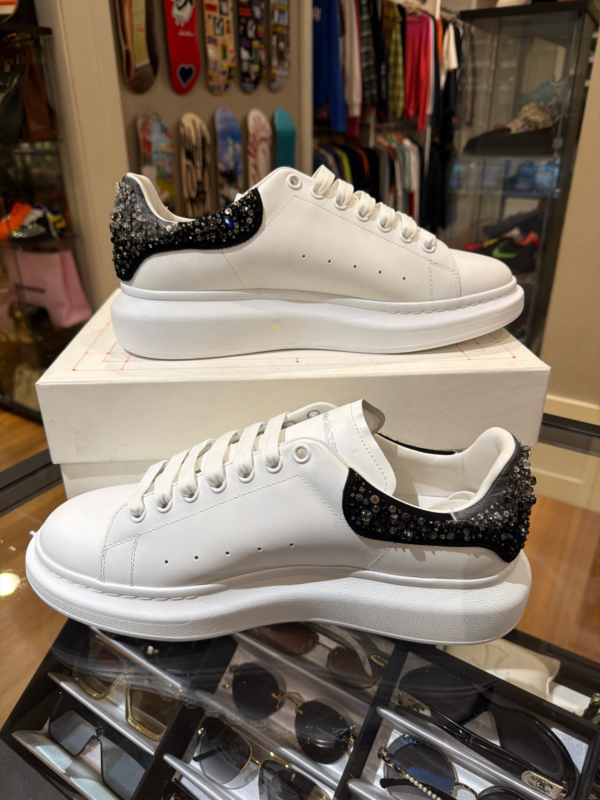 Alexander McQueen Oversized Sneakers - Black Rhinestone Tab