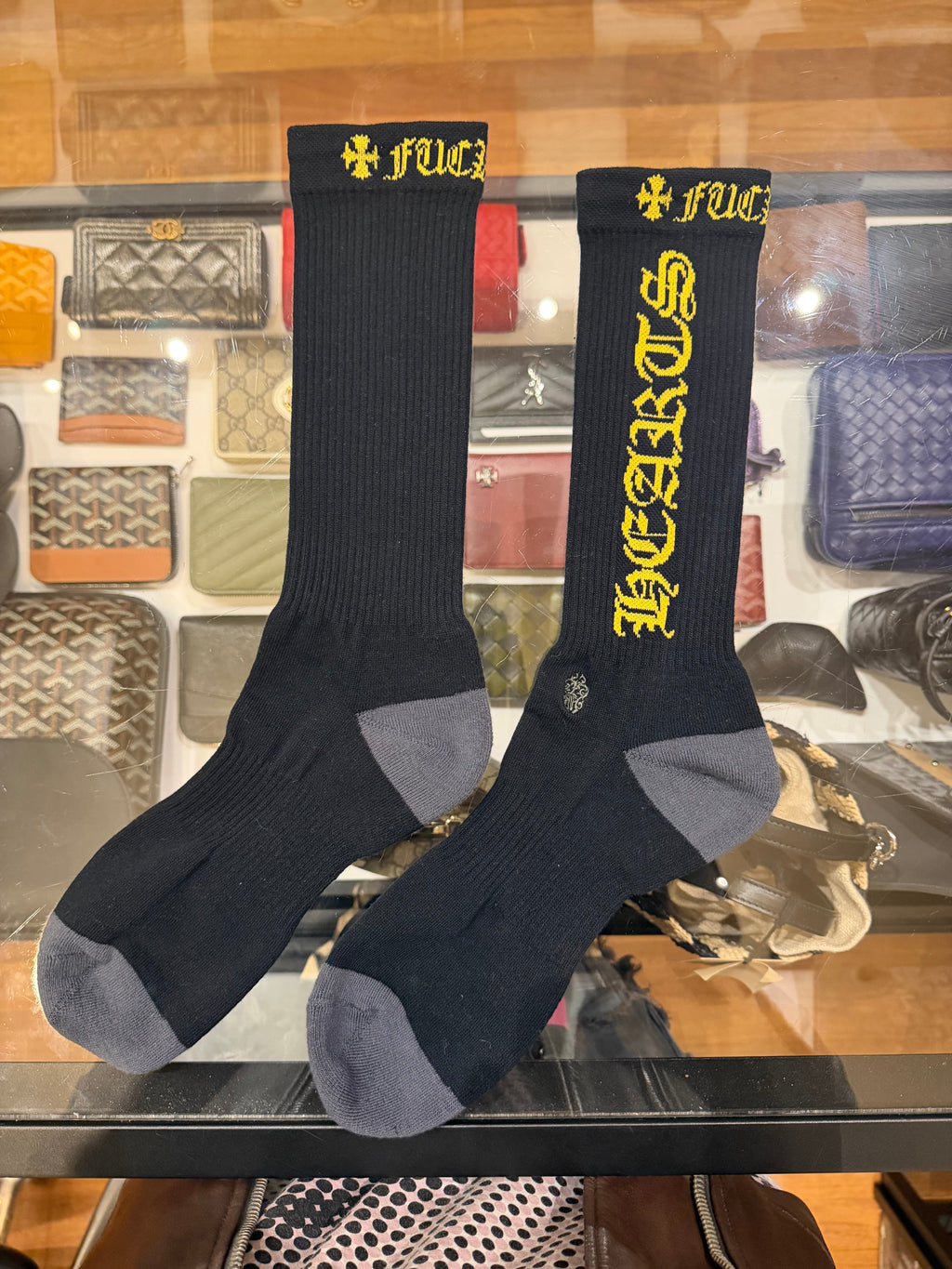 Chrome Hearts CH ‘Fuck You’ Socks - Black/Yellow