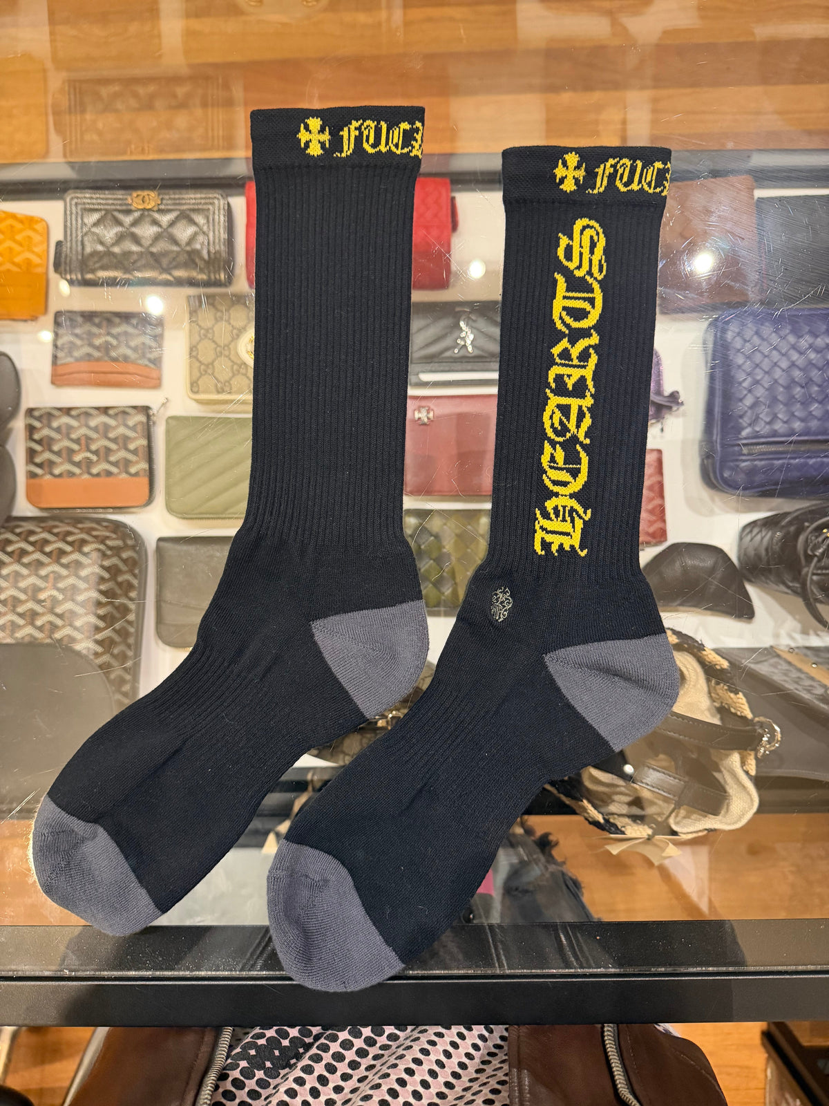 Chrome Hearts CH ‘Fuck You’ Socks - Black/Yellow