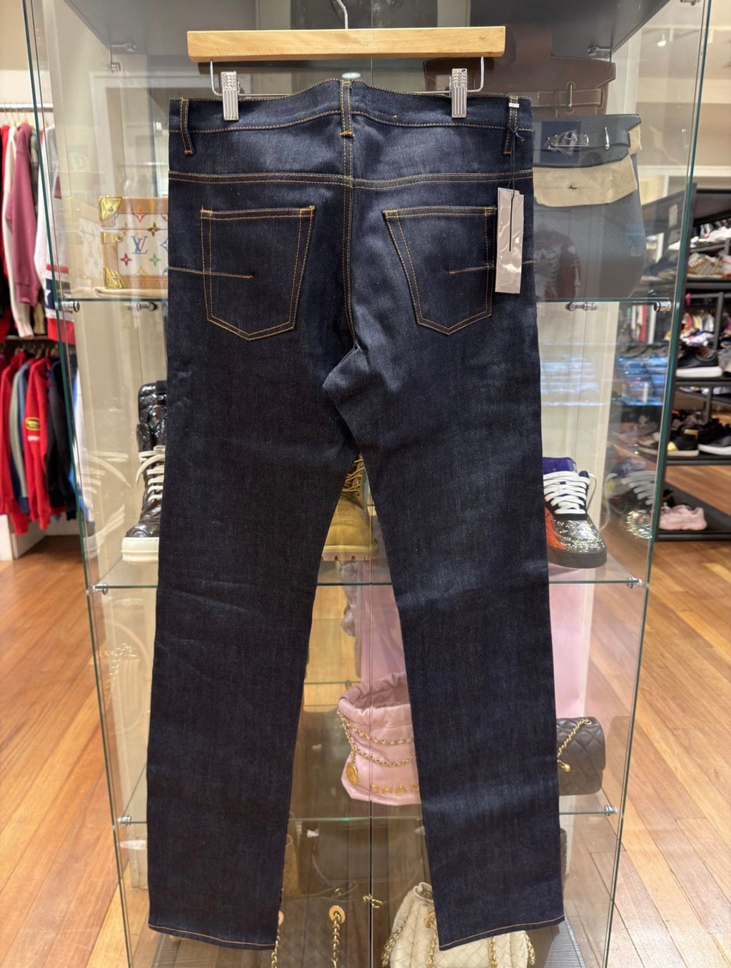 Dior Homme 'Nostalgy Brut' 19cm Raw Denim Jeans - Bleu Foncé