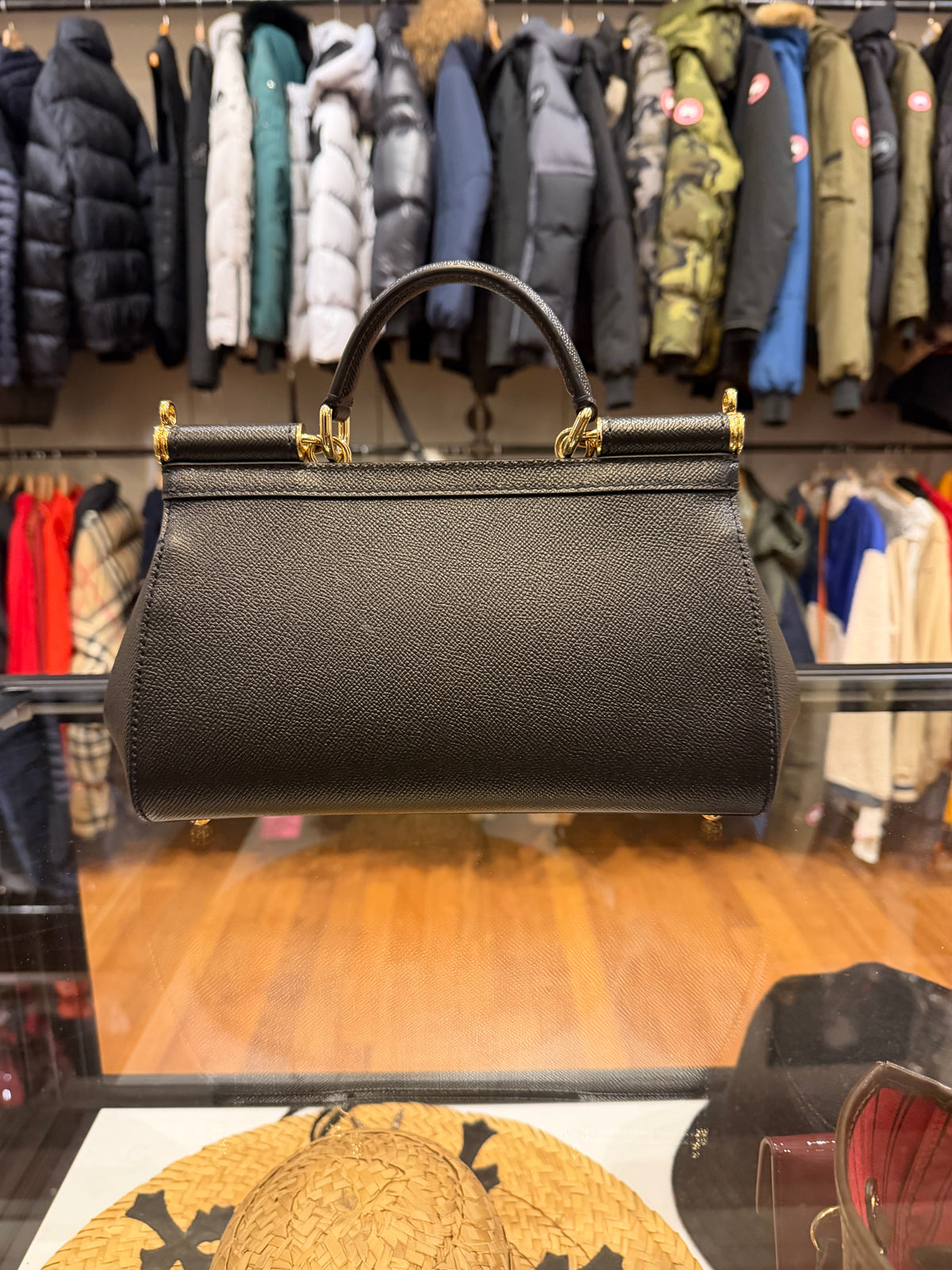 Dolce & Gabbana Sicily Leather Handle Bag - Black/Gold