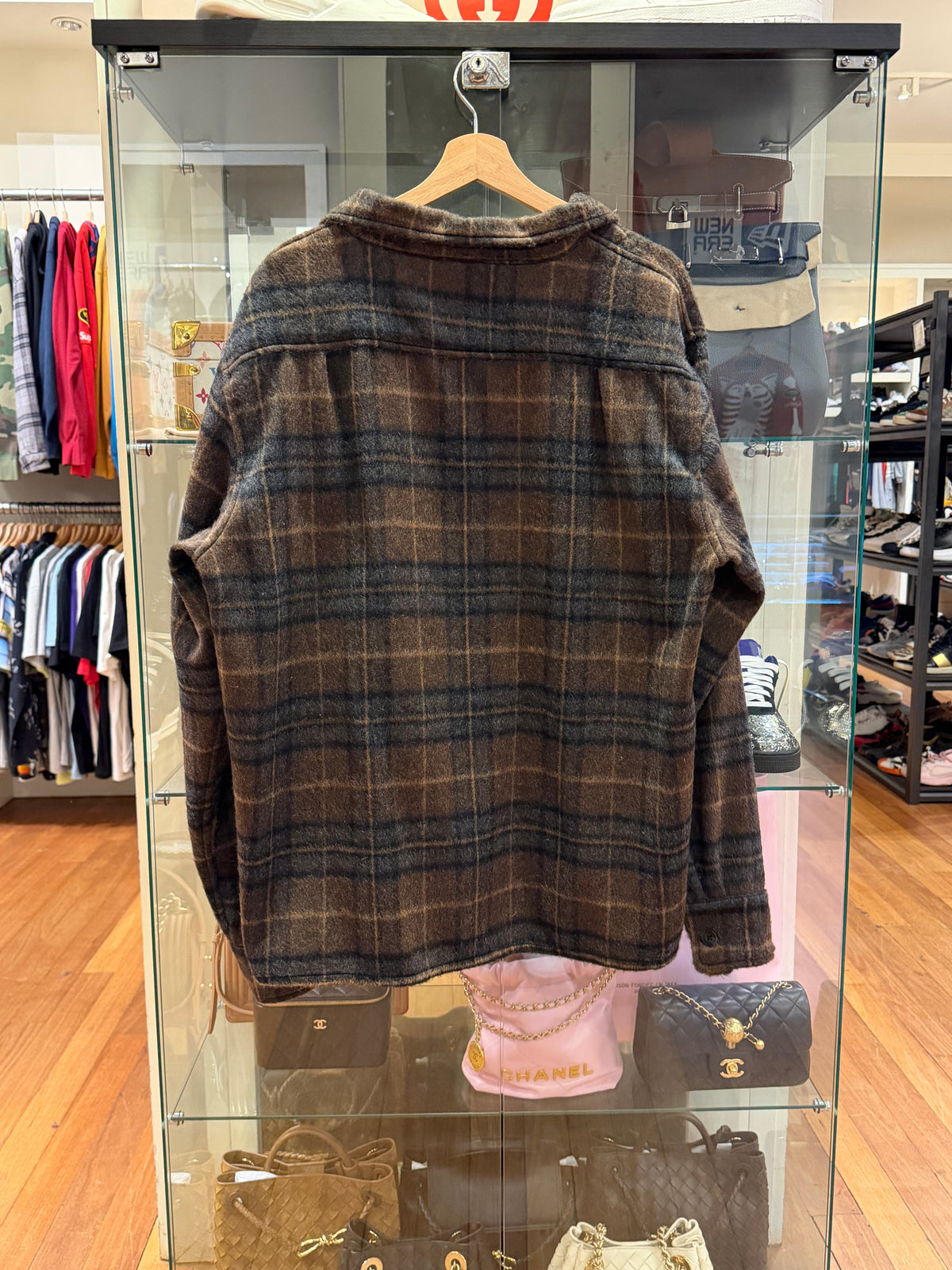 Hidden NY Brushed Wool
Plaid Overshirt - Brown