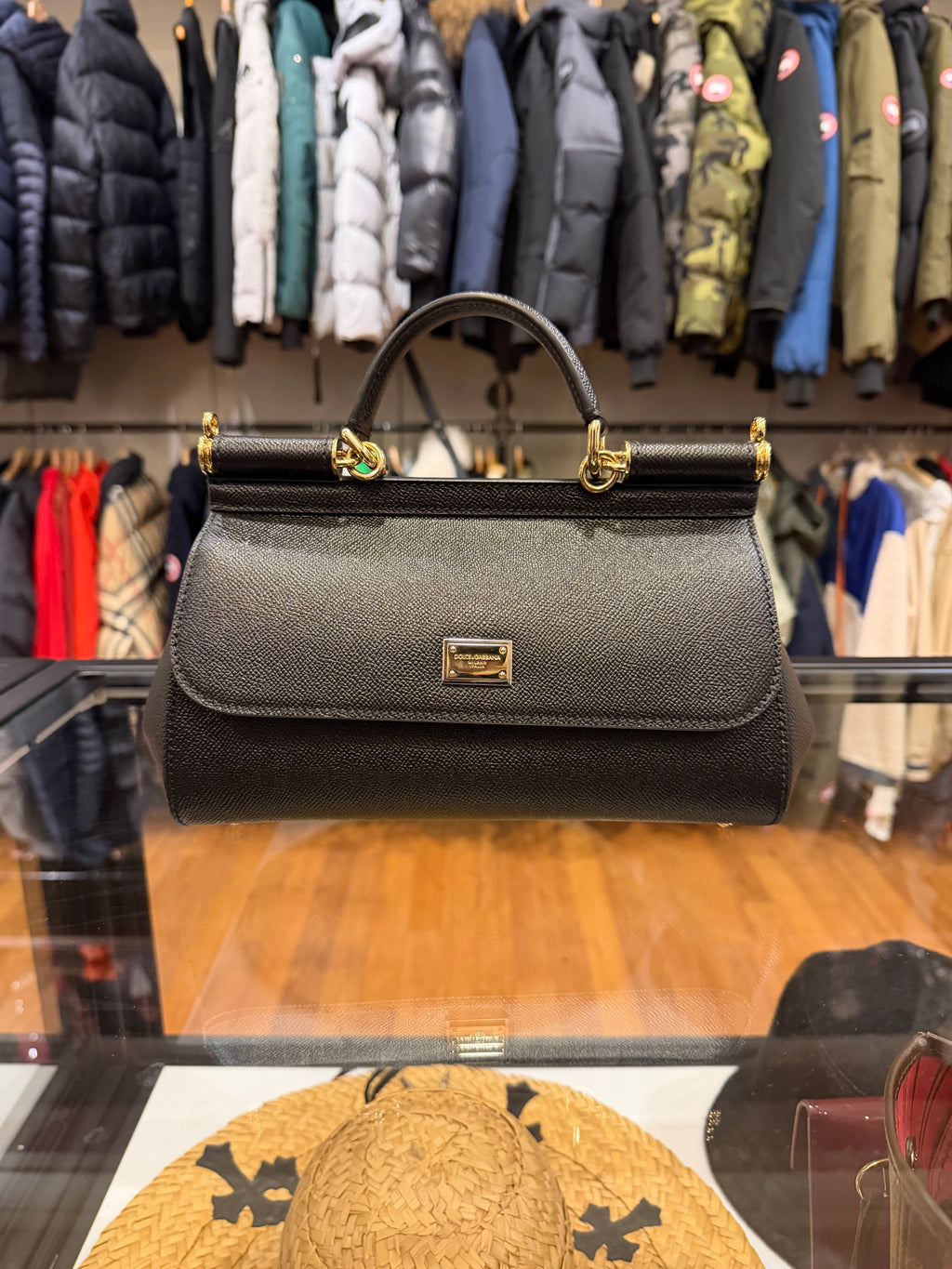 Dolce & Gabbana Sicily Leather Handle Bag - Black/Gold
