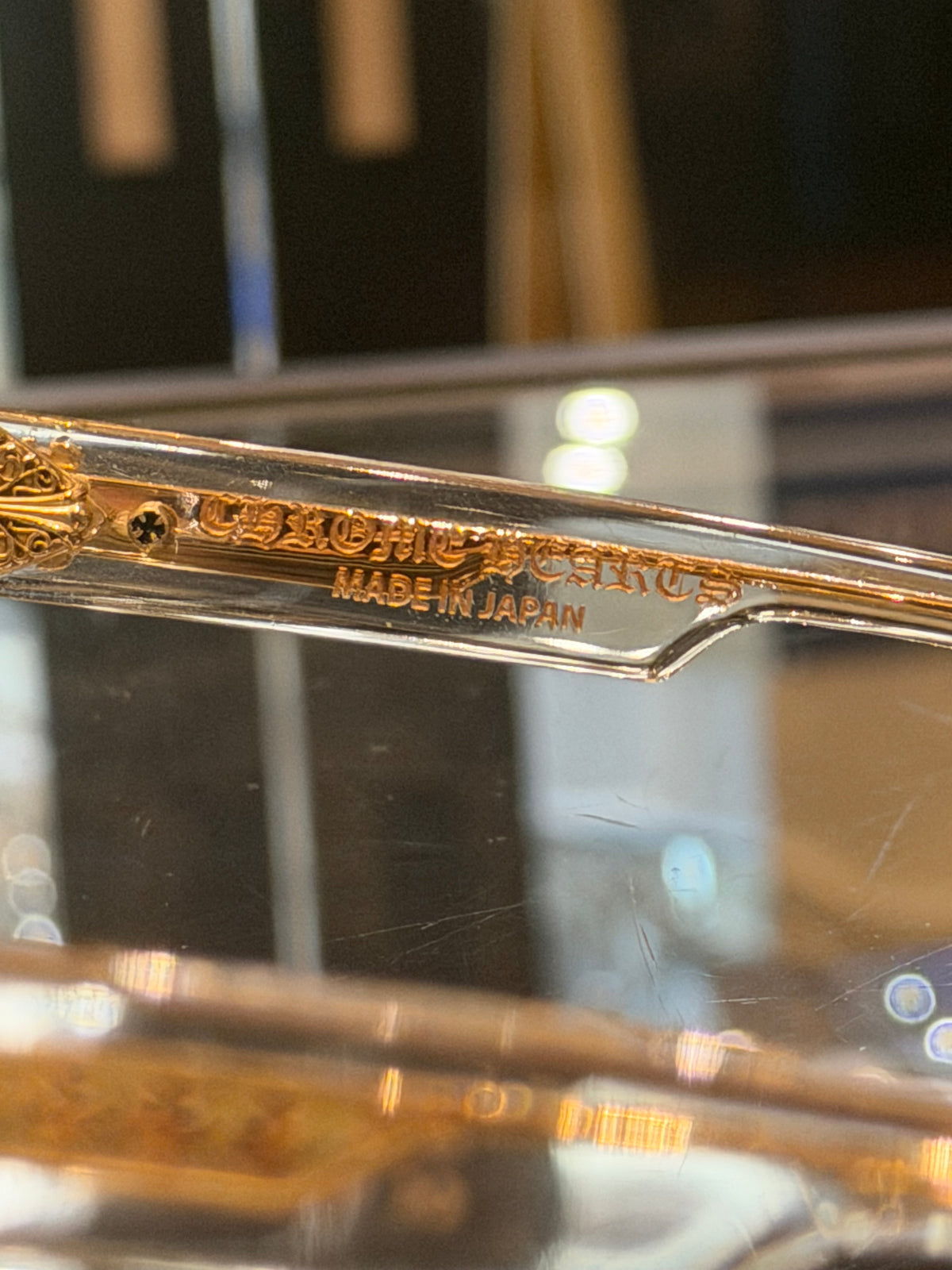 Chrome Hearts Box Officer Glasses - Clear & Gold