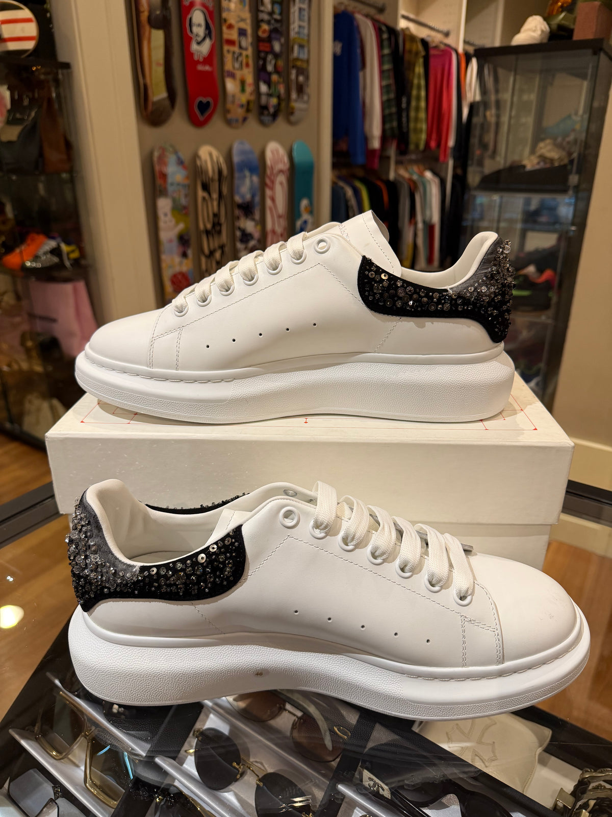 Alexander McQueen Oversized Sneakers - Black Rhinestone Tab