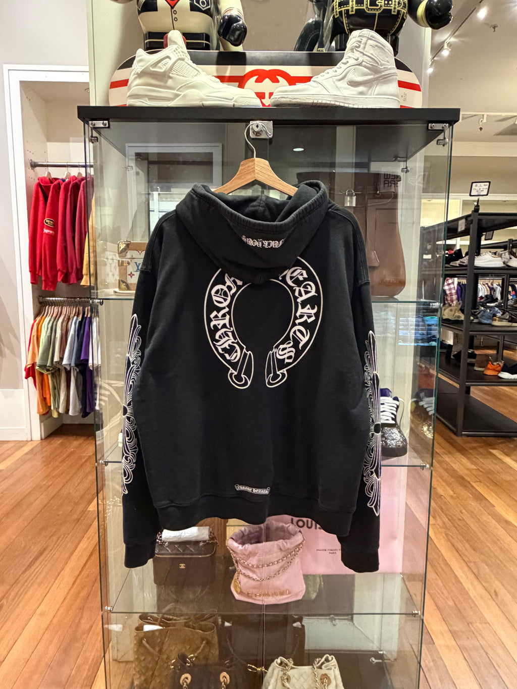 Chrome Hearts Thermal Lined
Horseshoe Floral Sleeve Zip
Up Hoodie - Black