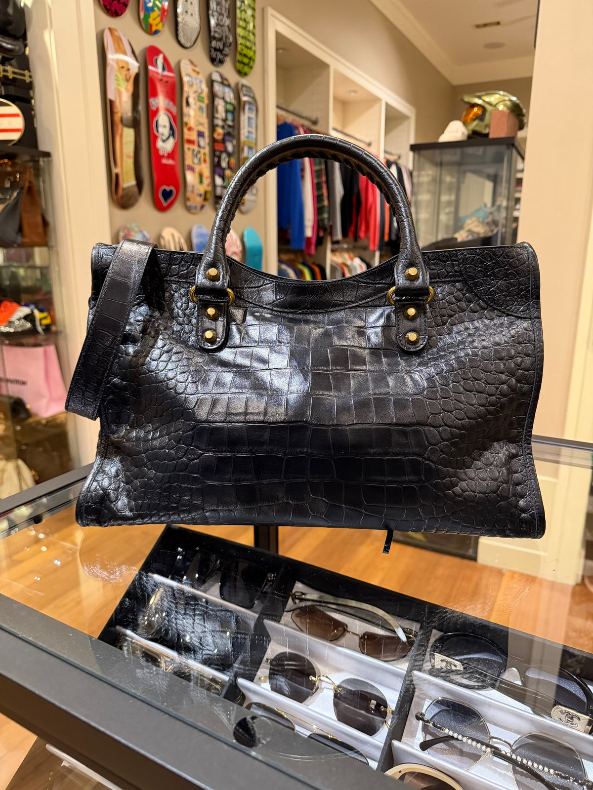 Balenciaga Le City Medium - Croc Embossed