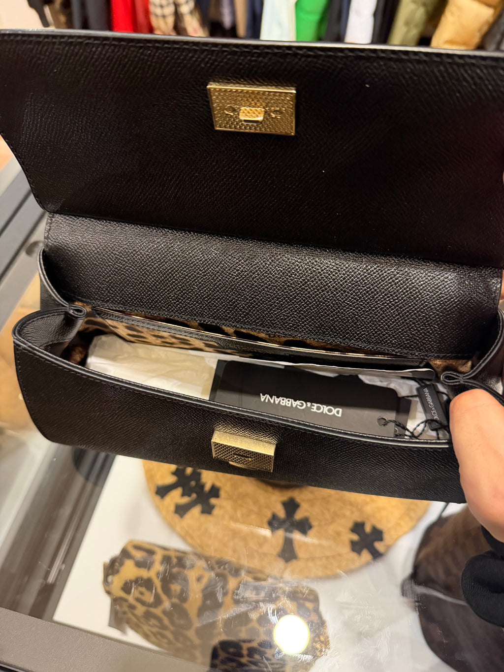 Dolce & Gabbana Sicily Leather Handle Bag - Black/Gold