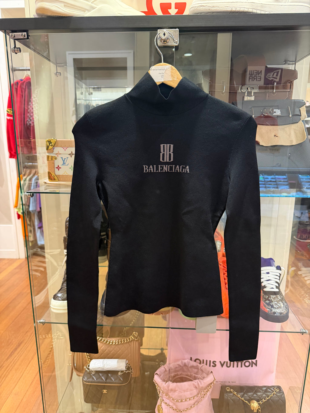 Balenciaga Nano Logo Rib Turtleneck Sweater