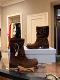 Prada Women’s Suede Mid-Calf Boots - Dark Brown