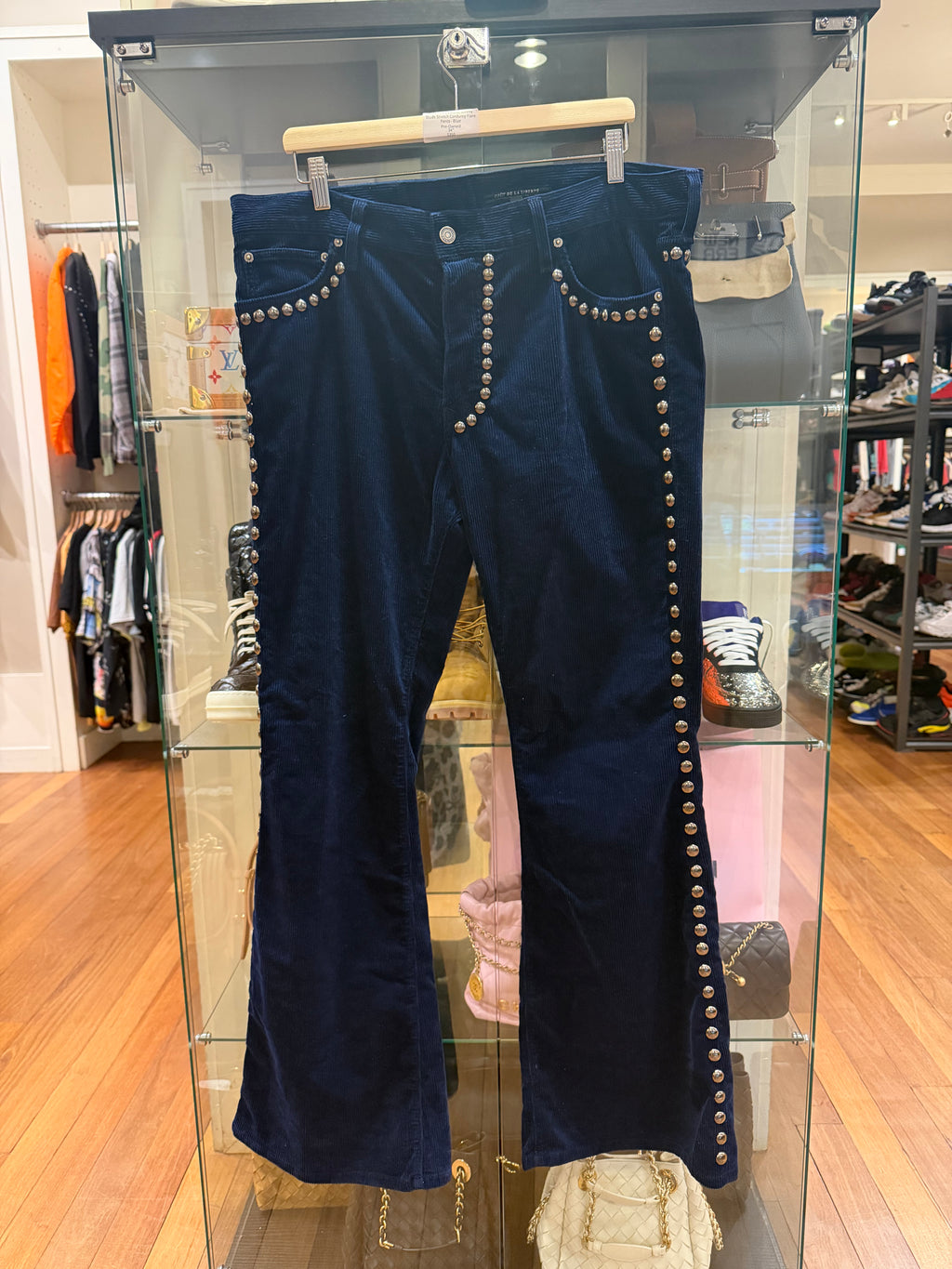 Coût De La Liberté Jimmy Studs Stretch Corduroy Flare Pants - Blue