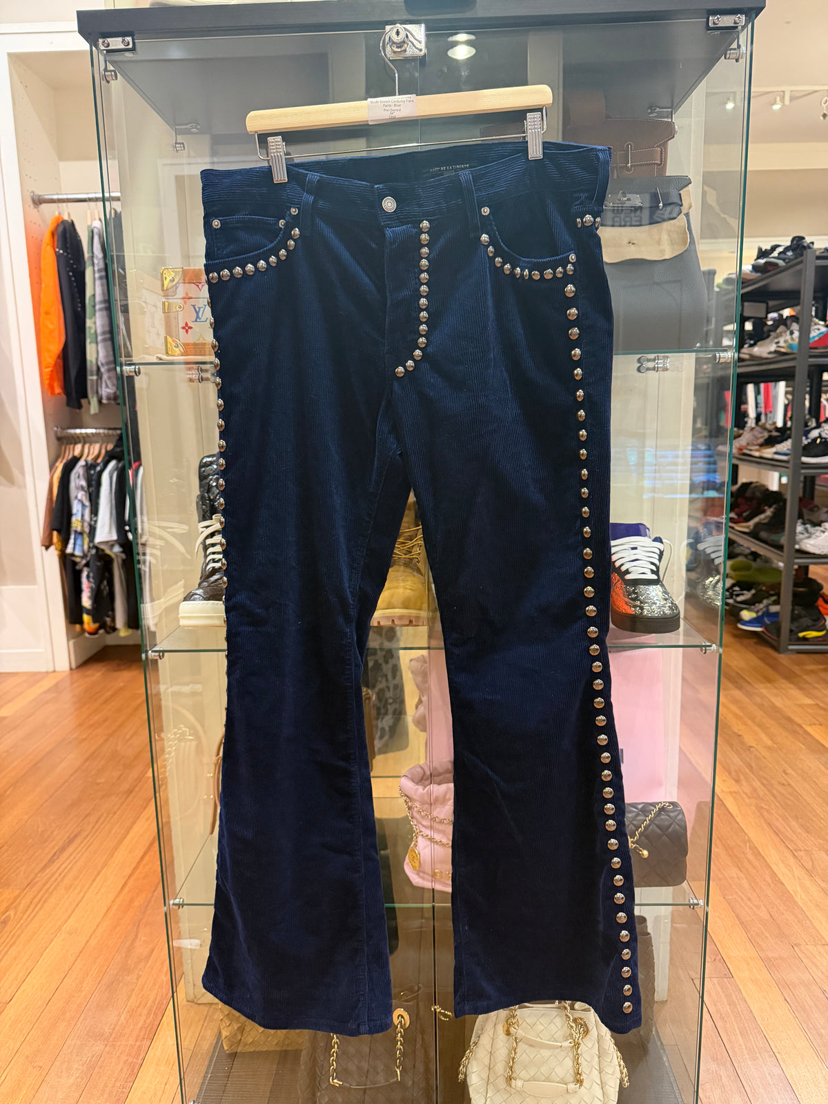Coût De La Liberté Jimmy Studs Stretch Corduroy Flare Pants - Blue