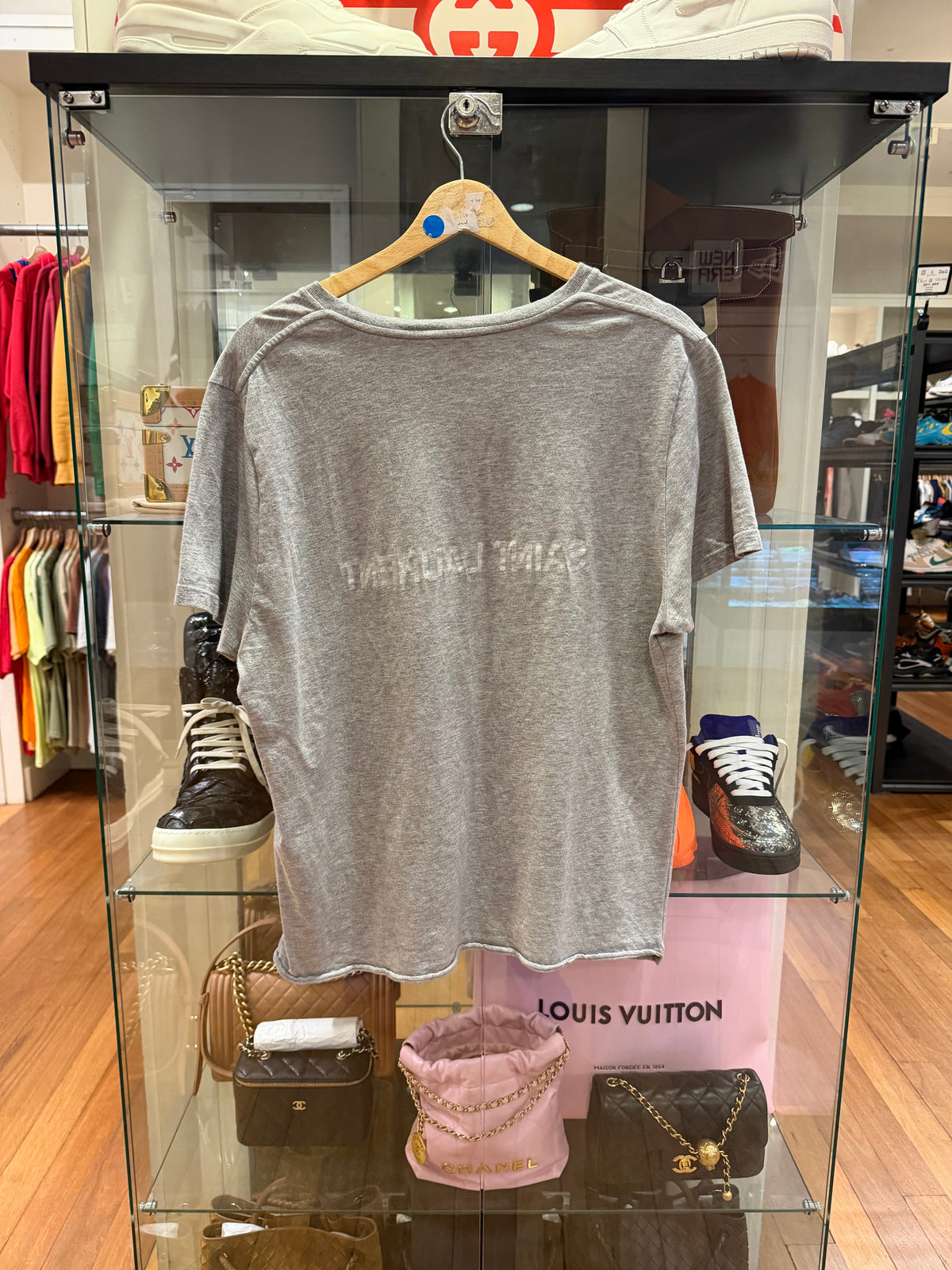 Saint Laurent Backwards
Logo Tee - Grey
