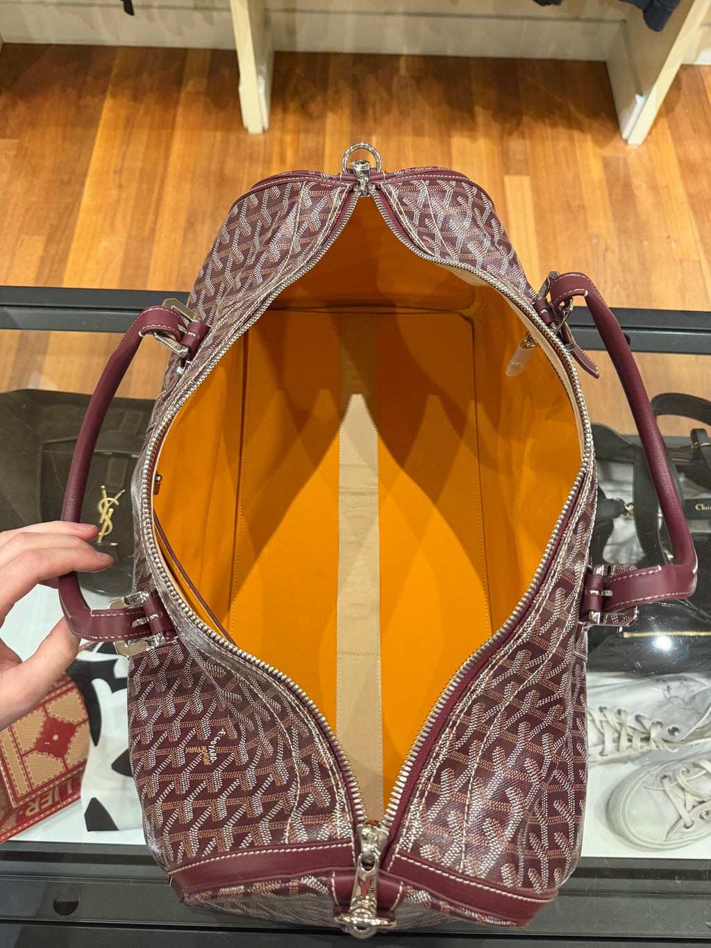 Goyard Croisiere 45 Crossbody Burgundy Duffle Bag