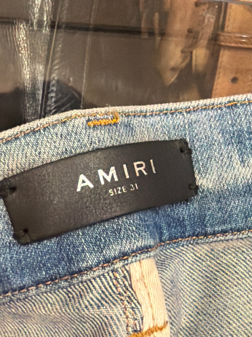 Amiri MX1 Distressed Skinny Jeans - LightWash/Flannel Patches