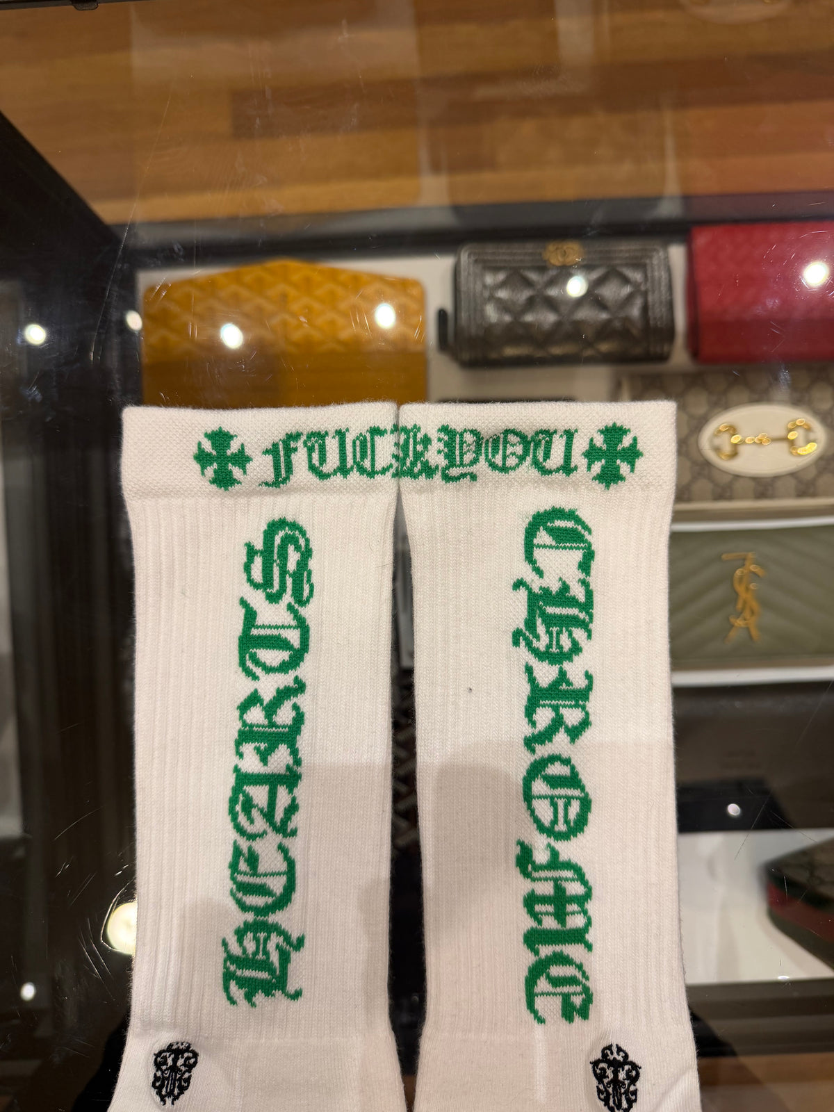 Chrome Hearts CH ‘Fuck You’ Socks - White/Green