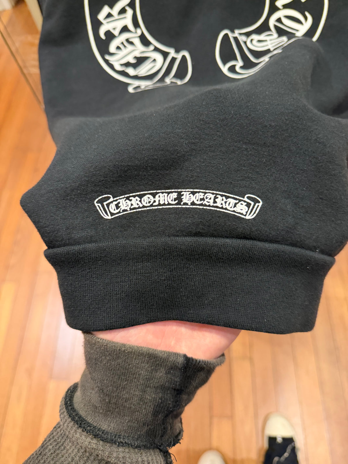 Chrome Hearts Horseshoe Floral Sleeve Hoodie - Black/White