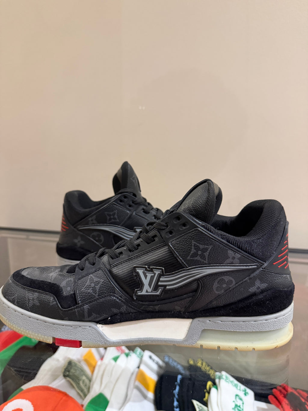 Louis Vuitton Monogram
Leather Trainer Sneaker -
Black/Red