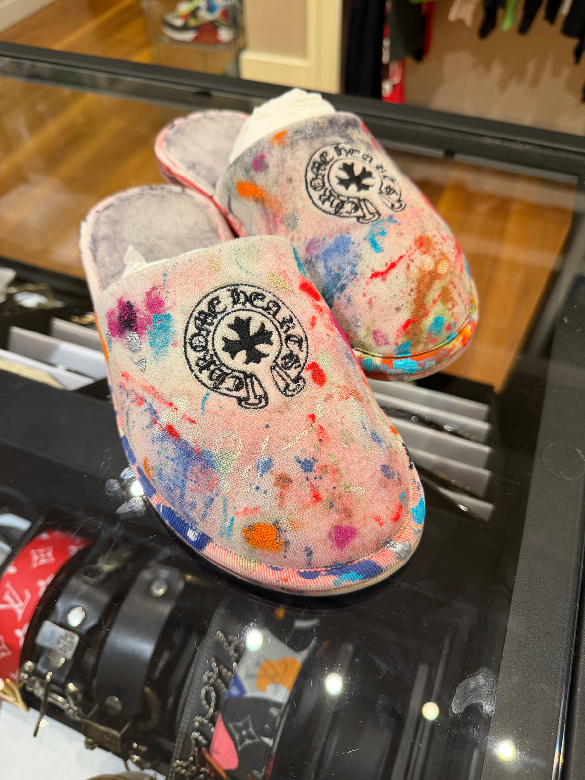 Chrome Hearts Paint Splatter House Slippers