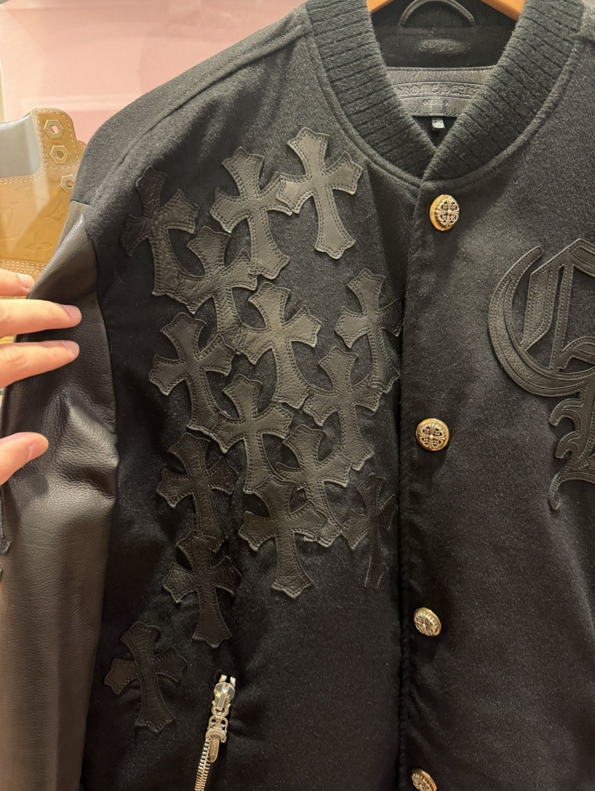 Chrome Hearts Varsity Jacket Cashmere Cross Patch