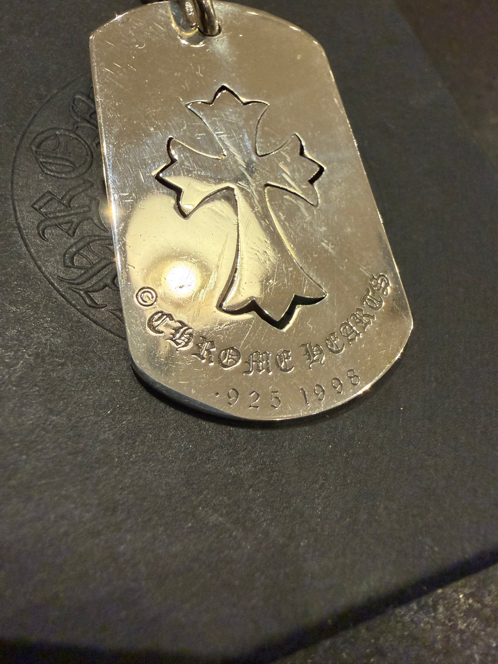 Chrome Hearts Cut Out Cross Dog Tag Necklace - Silver