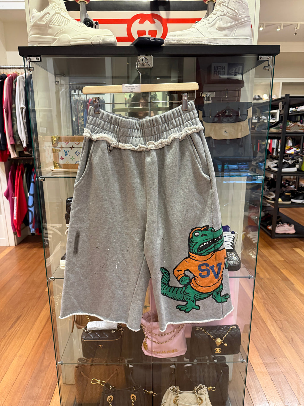 Saint Vanity ‘Gators’ Distressed Long Shorts