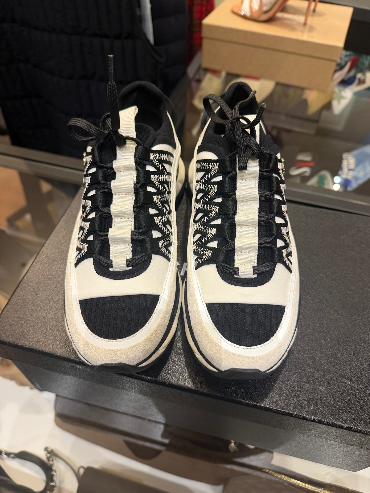 Chanel Fabric Suede Calfskin Sneakers - White