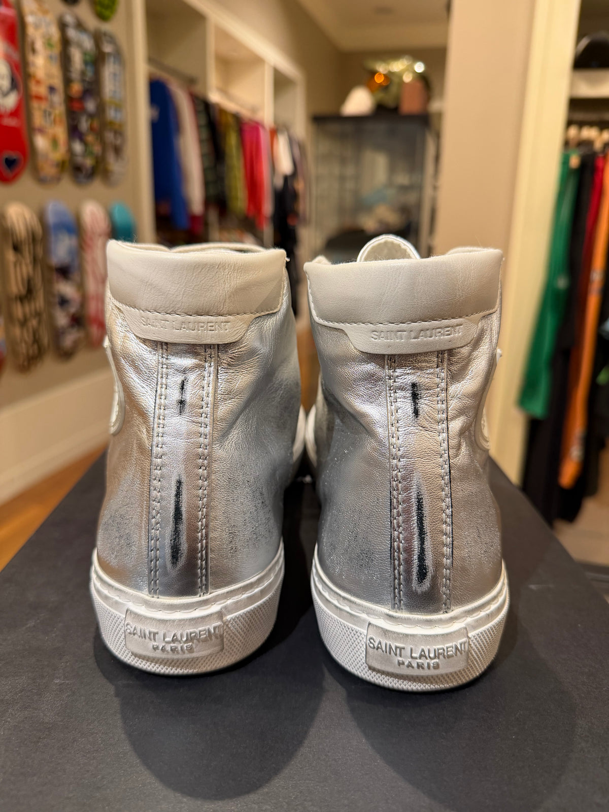 Saint Laurent Bedford High Top Sneaker - Silver