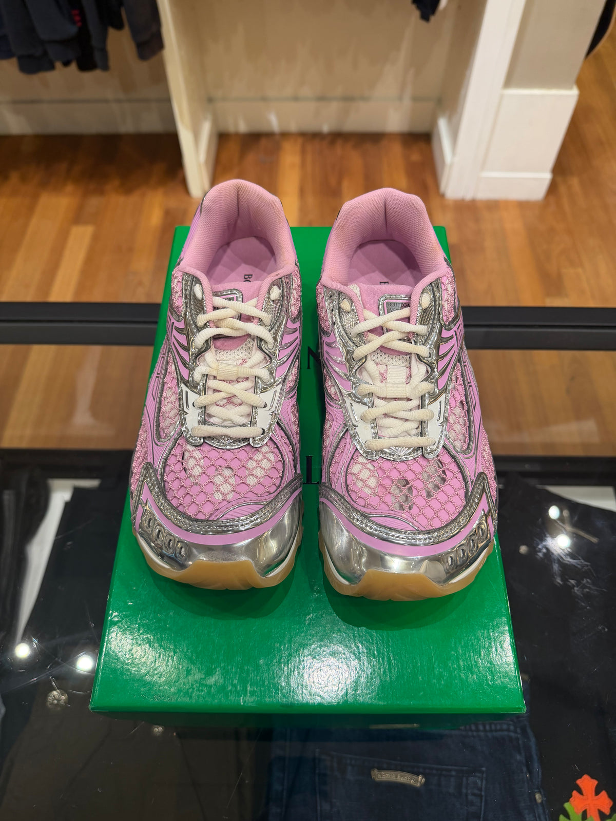 Bottega Veneta Orbit Low Top Sneaker - Pink Silver
