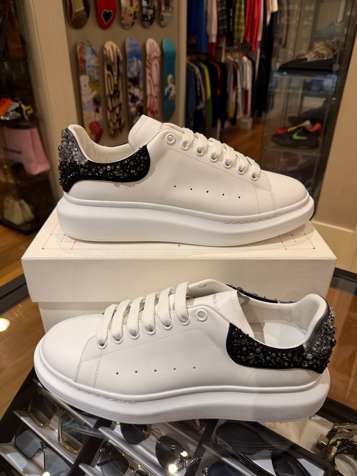 Alexander McQueen Oversized Sneakers - Black Rhinestone Tab
