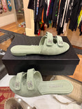 Chanel CC Rhinestone Sandals - Mint