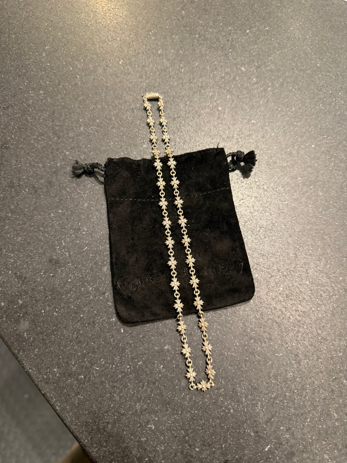 Chrome Hearts Tiny E Cross Necklace 20” - Silver