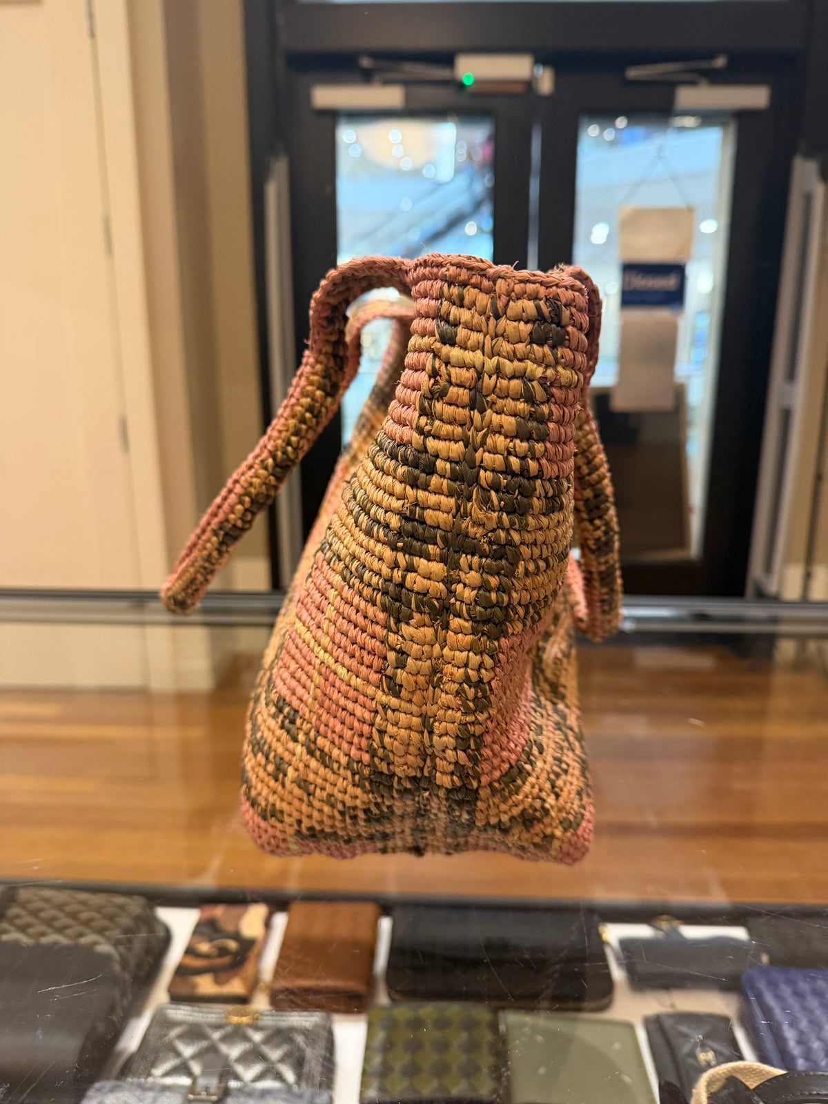 Burberry Extra Large Margate Raffia Check Tote