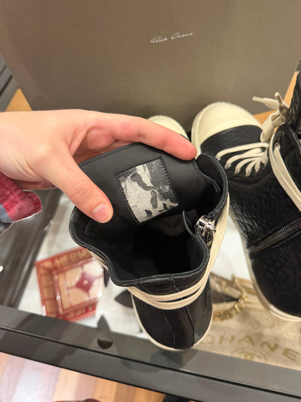 Rick Owens Ramone High Top - Pebbled Lambskin Black
