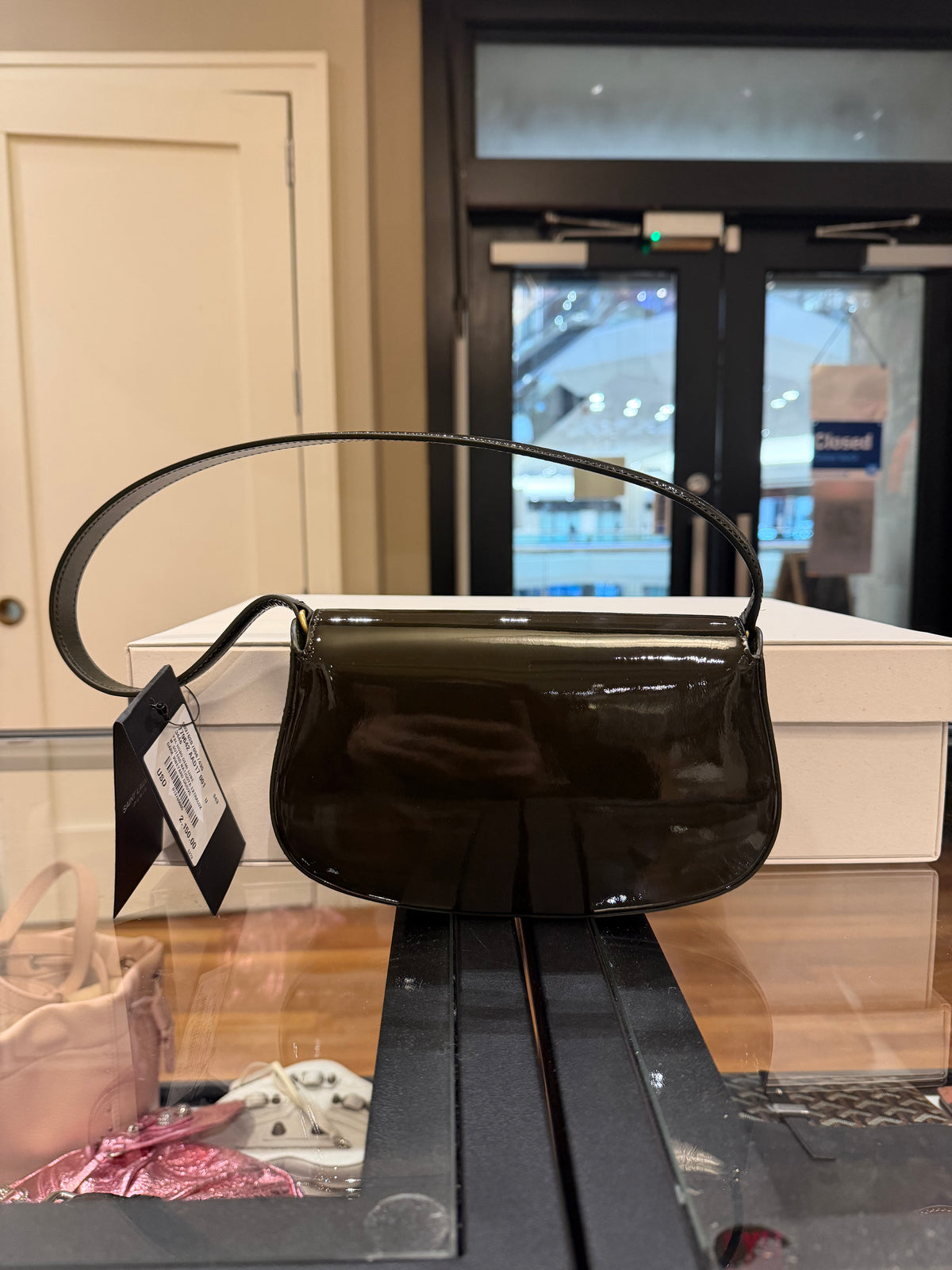 Patent Calfskin Mini Voltaire Shoulder Bag - Dark Vineyard Green