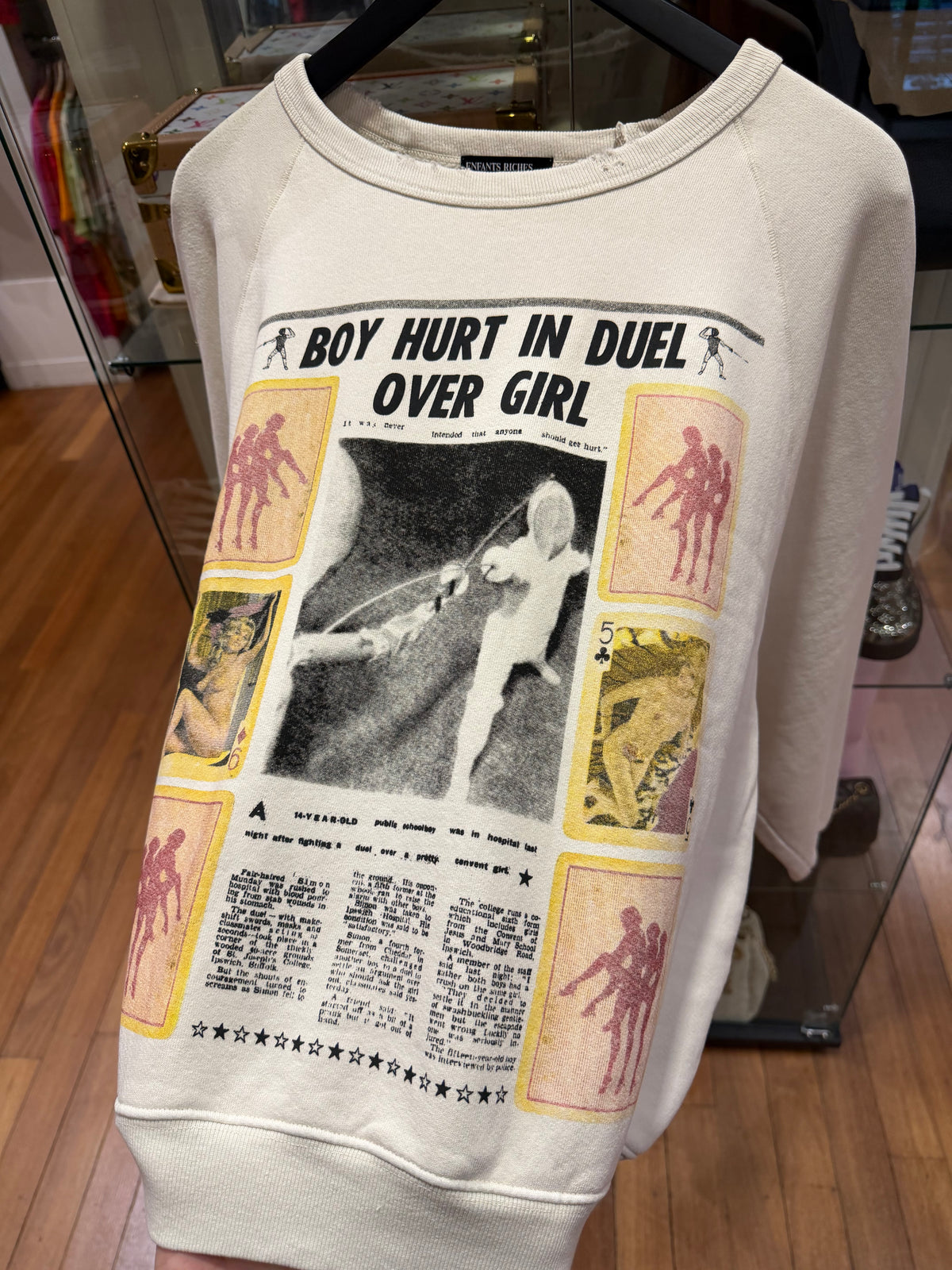 Enfants Riches Deprimes ‘Boy Hurt In Duel’ Raglan Crewneck Sweatshirt