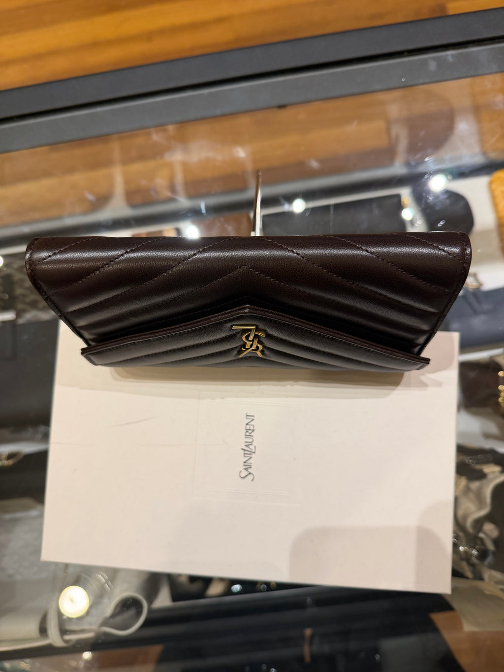 Saint Laurent Cassandre Large Flap Wallet - Brown Lambskin