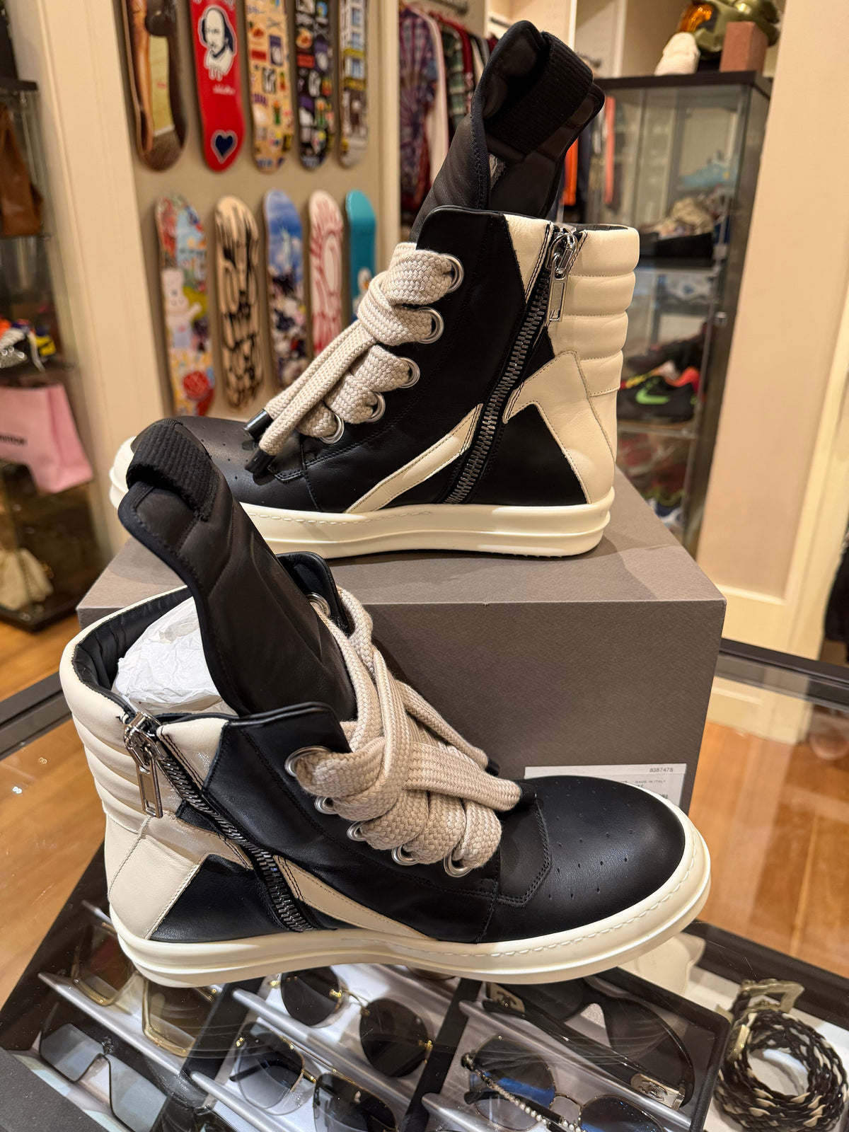 Rick Owens Jumbolace Geobaskets - Black/Milk