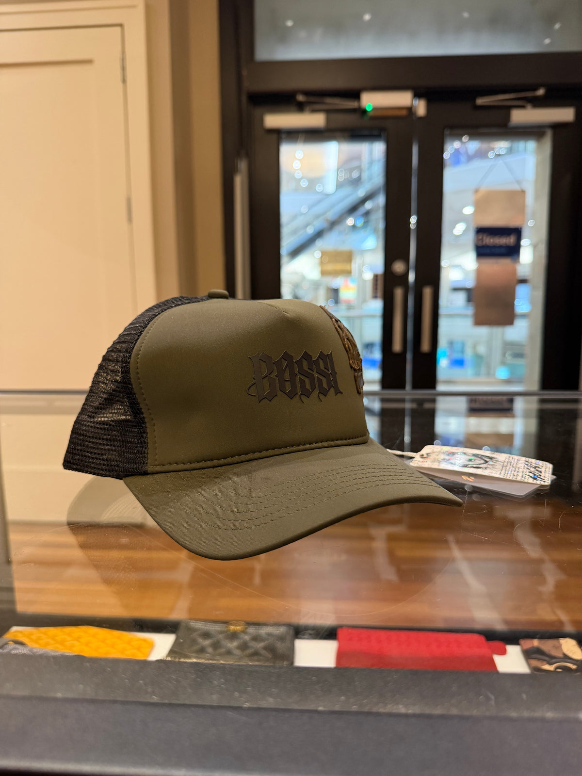 Bossi Skull Trucker Hat - Olive/Black