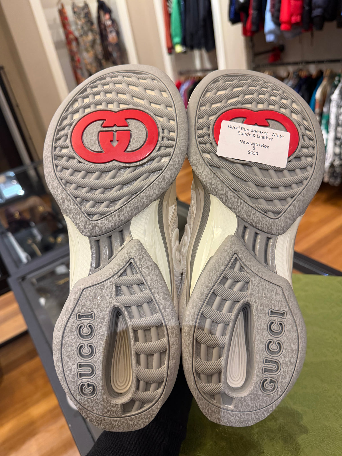 Gucci Run Sneaker - White Suede & Leather