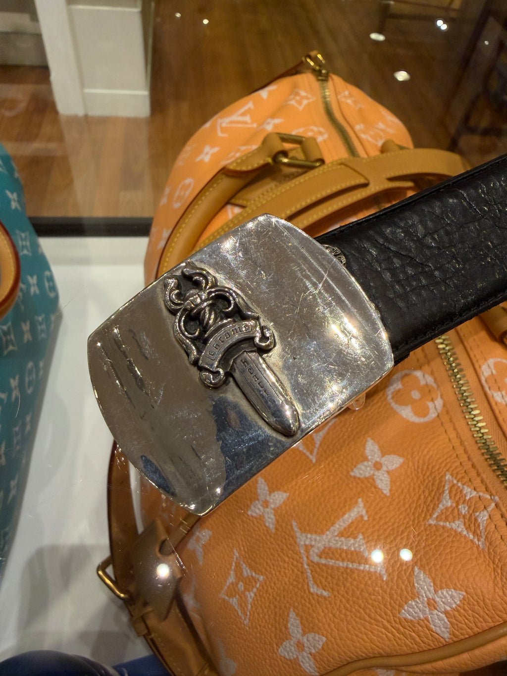 Chrome Hearts Dagger Buckle + Leather Belt Strap - Black