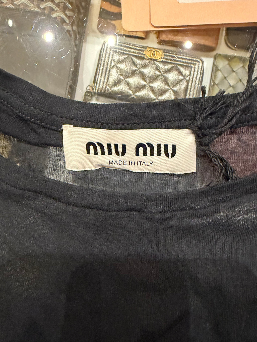 Miu Miu Logo Patch Long Sleeved T-Shirt