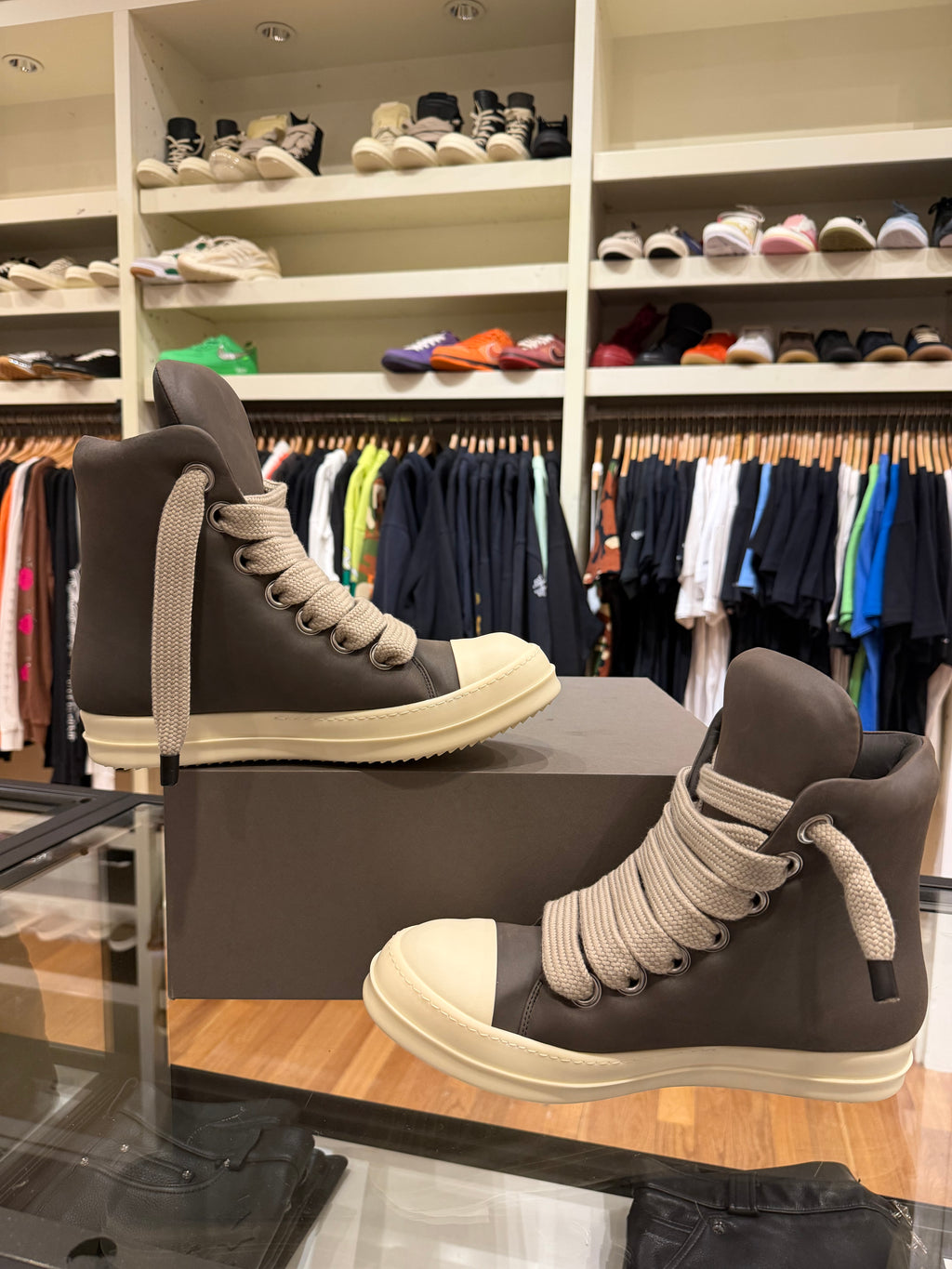 Rick Owens Padded Jumbo Laces - Grey Leather