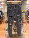 Amiri Patched Thrasher Distressed Skinny Jeans - Bandana Patches