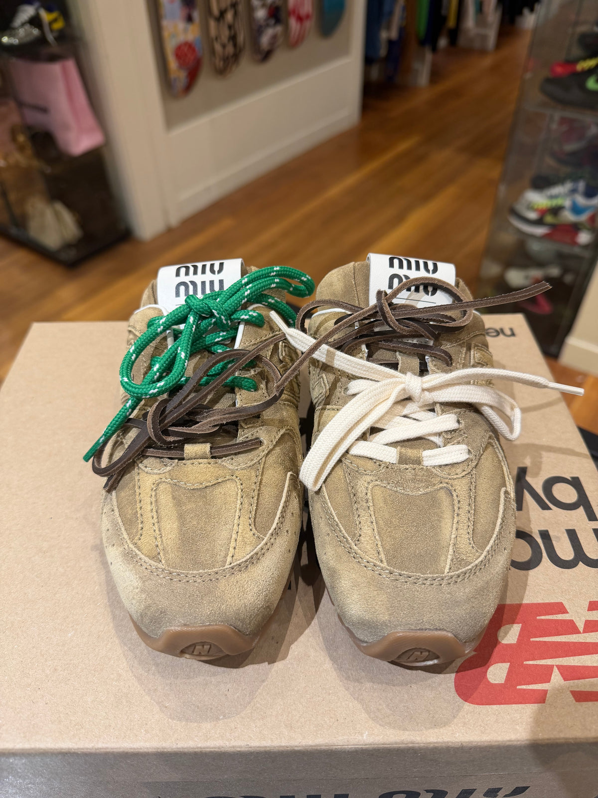 Miu Miu x New Balance 530 SL Faded Suede Mules